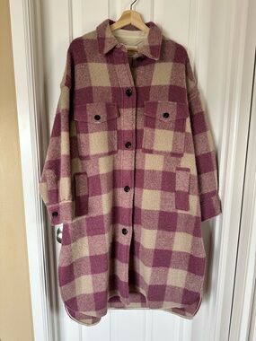 Isabel Marant Etoile Pink & Cream Plaid Coat